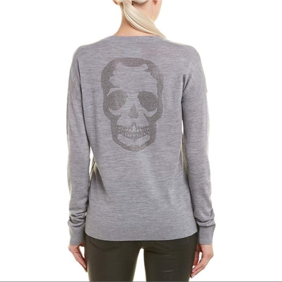 Zadig & Voltaire Sweaters - Zadig & Voltaire Skull V Neck Merino Sweater Sz M